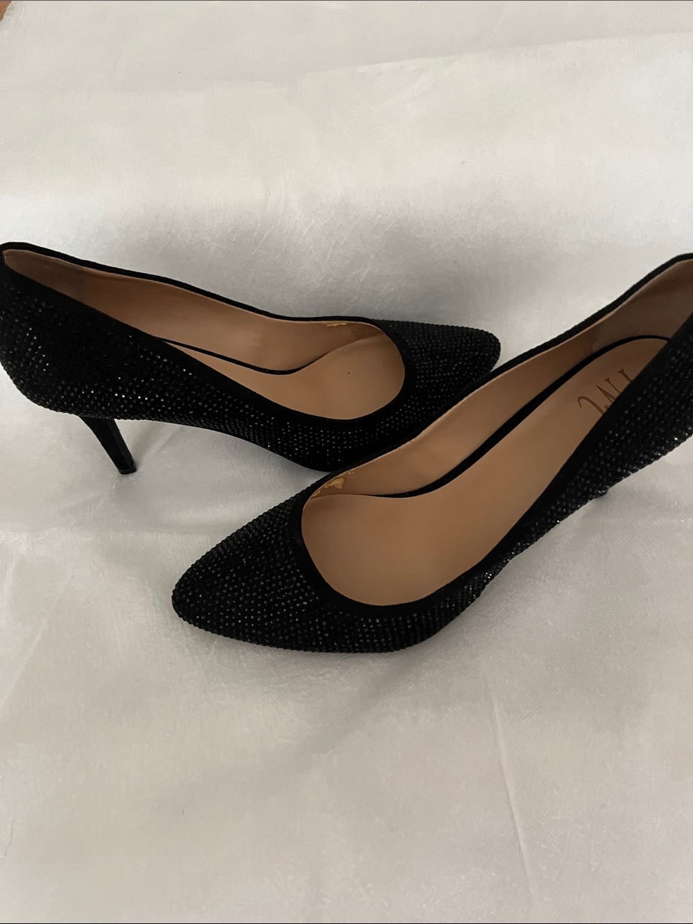 INC Glitter Black heel 8